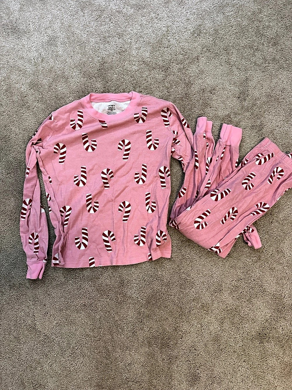 Carter's Adult Candy Cane Christmas Thermal Snug Fit 2-Piece Pajama Set Pajama S